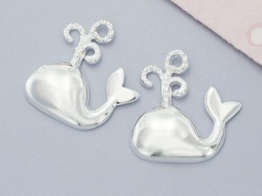 2 of 925 Sterling Silver Whale Charms 13x14mm.