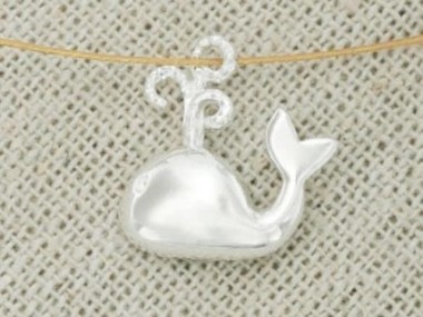 925 Sterling Silver Whale Charms 13x14mm.