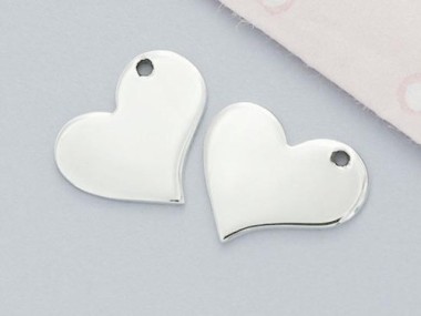 925 Sterling Silver Heart Charms 11x12.5 mm.