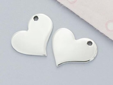 925 Sterling Silver Heart Charms 11x12.5 mm.