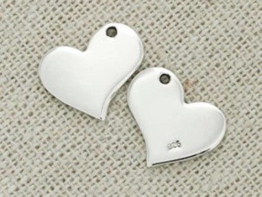 925 Sterling Silver Heart Charms 11x12.5 mm.