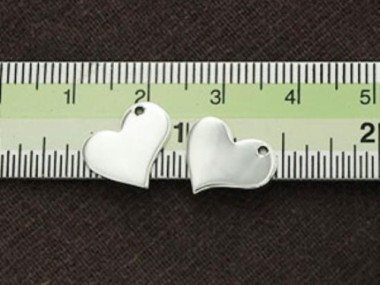 925 Sterling Silver Heart Charms 11x12.5 mm.