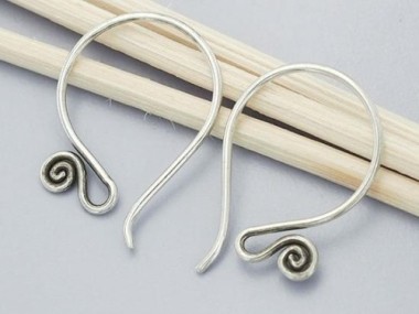 Karen Hill Tribe Silver Ear Wires 22 mm.