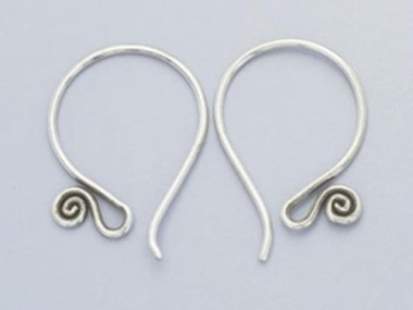 Karen Hill Tribe Silver Ear Wires 22 mm.