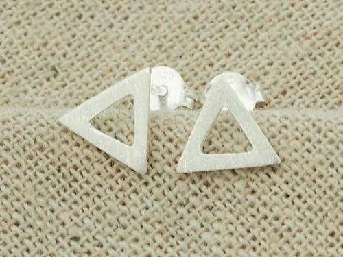 1 pair of 925 Sterling Silver Brushed Triangle Stud Earrings , minimalist earrings