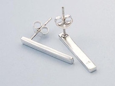 925 Sterling Silver Bar Stud Earrings 2.5x20mm.,