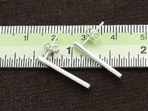 1 pair of 925 Sterling Silver Bar Stud Earrings 2.5x20mm., Polish finish