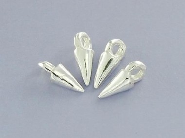 6 of 925 Sterling Silver Spike Charms 2.7x5mm., Tiny charms .Polish Finished