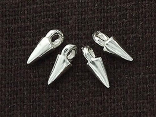 6 of 925 Sterling Silver Spike Charms 2.7x5mm., Tiny charms .Polish Finished