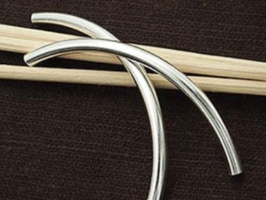 925 Sterling Silver Long Curved Tube Beads 3x50 mm.