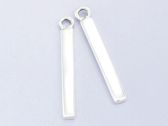 2 of 925 Sterling Silver Rectangle Bar Charms 2.5x20mm.