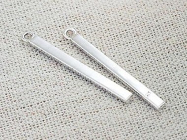 925 Sterling Silver Rectangle Bar Charms., vertical bar charms 2.7x30mm.