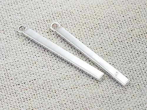 2 of 925 Sterling Silver Rectangle Bar Charms., vertical bar charms 2.7x30mm. .