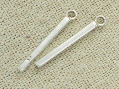 925 Sterling Silver Rectangle Stick Charms 2x20mm.