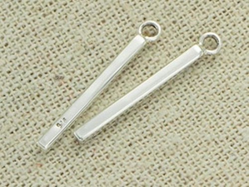 4 of 925 Sterling Silver Rectangle Stick Charms 2x20mm. .