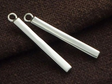 2 of 925 Sterling Silver Rectangle Bar Charms 2.6x25mm. .