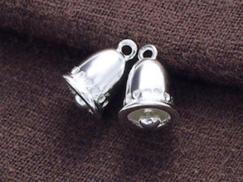 2 of 925 Sterling Silver Bell Charms 8.5x9mm. Polish Finished