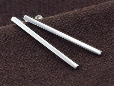 925 Sterling Silver Rectangle Stick Stud Earrings 2x34mm.,