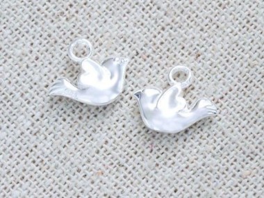 2 of 925 Sterling Silver Little Bird Charms 7x11mm. Polish Finished