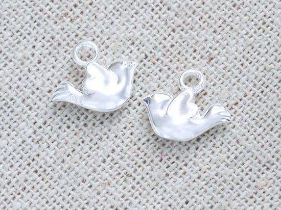 2 of 925 Sterling Silver Little Bird Charms 7x11mm. Polish Finished