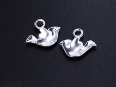 925 Sterling Silver Little Bird Charms 7x11mm.