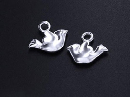 2 of 925 Sterling Silver Little Bird Charms 7x11mm. Polish Finished