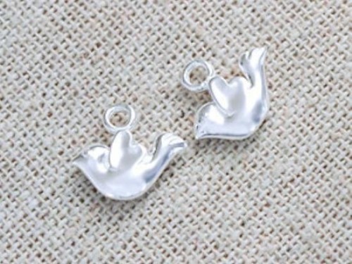 2 of 925 Sterling Silver Little Bird Charms 7x11mm. Polish Finished