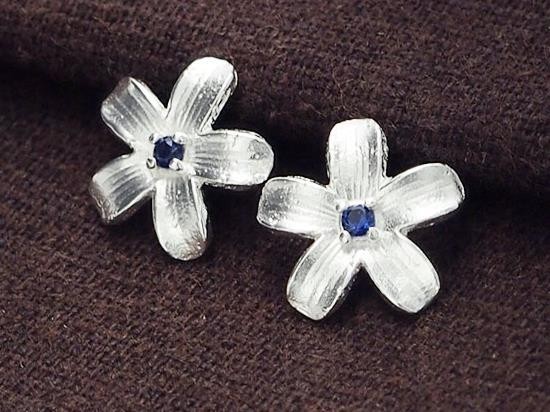 2 of 925 Sterling Silver Flower Charms, with Lab grown Sapphire