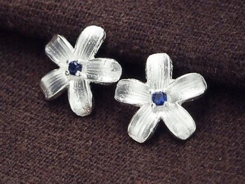 2 of 925 Sterling Silver Flower Charms, with Lab grown Sapphire