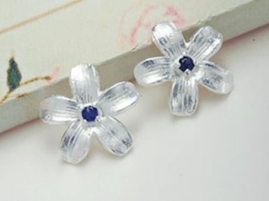 925 Sterling Silver Flower Charms, with Lab grown Sapphire