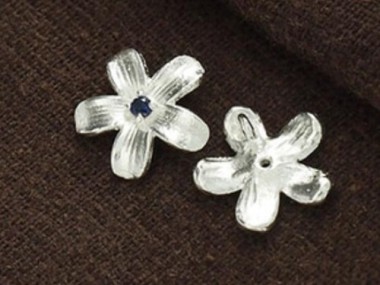 925 Sterling Silver Flower Charms, with Lab grown Sapphire