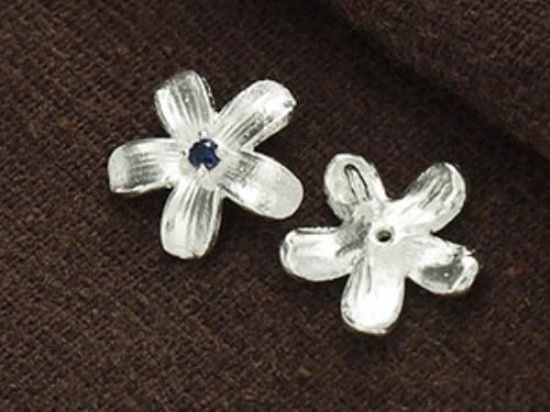 2 of 925 Sterling Silver Flower Charms, with Lab grown Sapphire