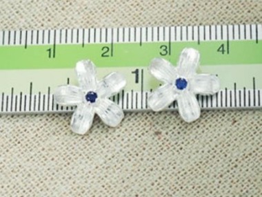 925 Sterling Silver Flower Charms, with Lab grown Sapphire