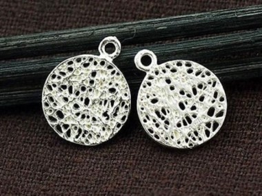 925 Sterling Silver Round Nest Charms 12.5mm.