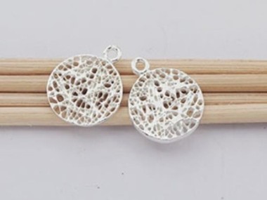 925 Sterling Silver Round Nest Charms 12.5mm.