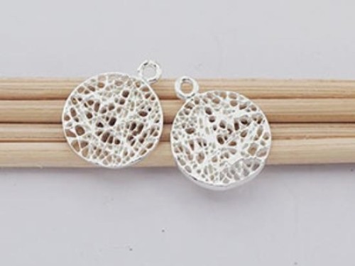 2 of 925 Sterling Silver Round Nest Charms 12.5mm.