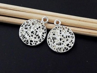 925 Sterling Silver Round Nest Charms 12.5mm.