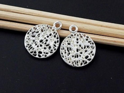 2 of 925 Sterling Silver Round Nest Charms 12.5mm.