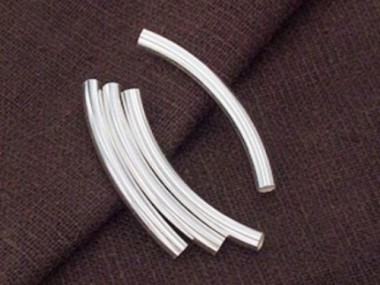 925 Sterling Silver Curved Tube Beads 3x30 mm.