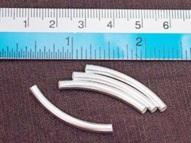 925 Sterling Silver Curved Tube Beads 3x30 mm.