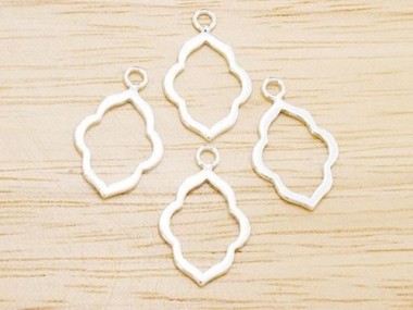 4 of 925 Sterling Silver Moroccan Style Drop Pendants 12x16 mm. Polish Finished