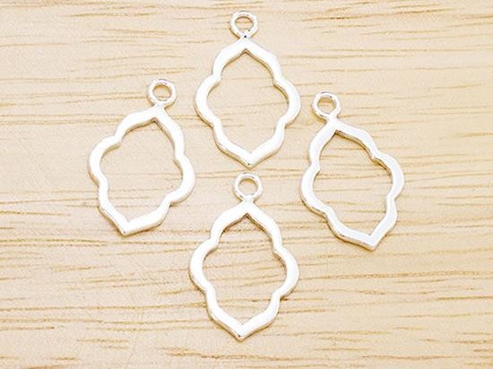 4 of 925 Sterling Silver Moroccan Style Drop Pendants 12x16 mm. Polish Finished