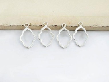 925 Sterling Silver Moroccan Style Drop Pendants 12x16 mm.