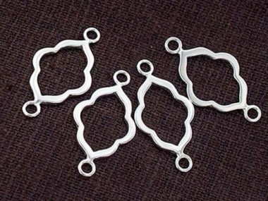 925 Sterling Silver Moroccan Style Drop Links, Connectors 12x16 mm.