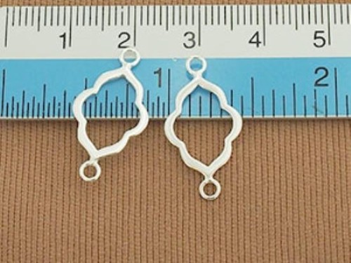 4 of 925 Sterling Silver Moroccan Style Drop Links, Connectors 12x16 mm. Polish Finished