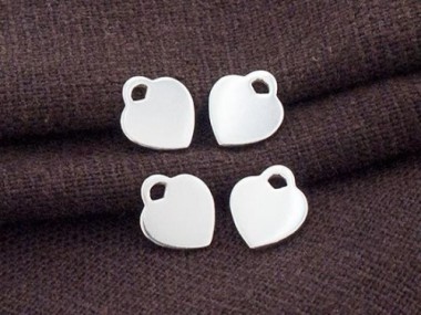 4 of 925 Sterling Silver Heart Charms 8x9 mm.