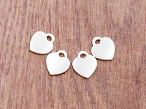 4 of 925 Sterling Silver Heart Charms 8x9 mm.