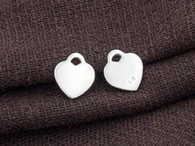 925 Sterling Silver Heart Charms 8x9 mm.