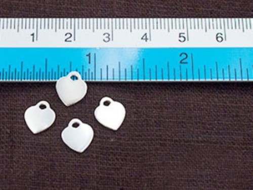 4 of 925 Sterling Silver Heart Charms 8x9 mm.