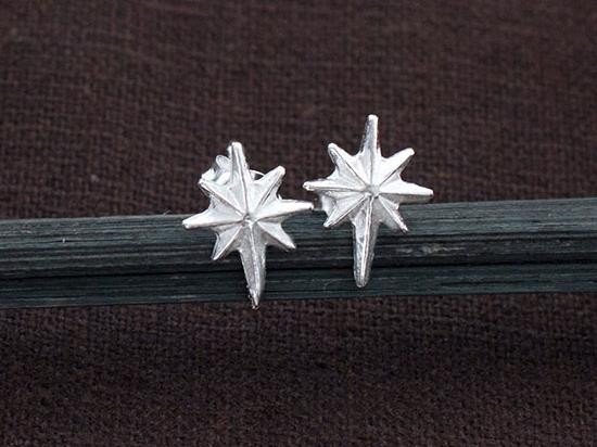 1 pair of 925 Sterling Silver Star Stud Earrings 8.5x11mm.